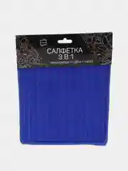 Синий салфетка, 3 в 1: микрофибра, губка, скраб, 16 х 19 см