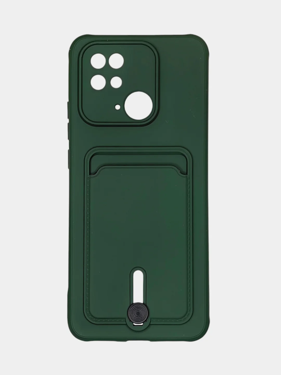 Тёмно-зелёный чехол Xiaomi Redmi 10C / Poco C40, Сяоми Редми 10С, Поко С40 силиконовый с карманом для карты