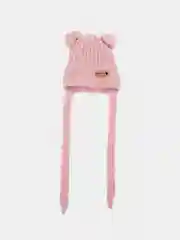 Коралловый меланж шапка для детей, вязаная, демисезонная с помпонами, на завязках Posh Detki