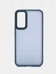 Темно-синий чехол матовый для Samsung Galaxy A34, пластиковый, полупрозрачный, с глянцевой рамкой