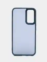 Темно-синий чехол матовый для Samsung Galaxy A34, пластиковый, полупрозрачный, с глянцевой рамкой