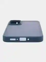 Темно-синий чехол матовый для Samsung Galaxy A34, пластиковый, полупрозрачный, с глянцевой рамкой
