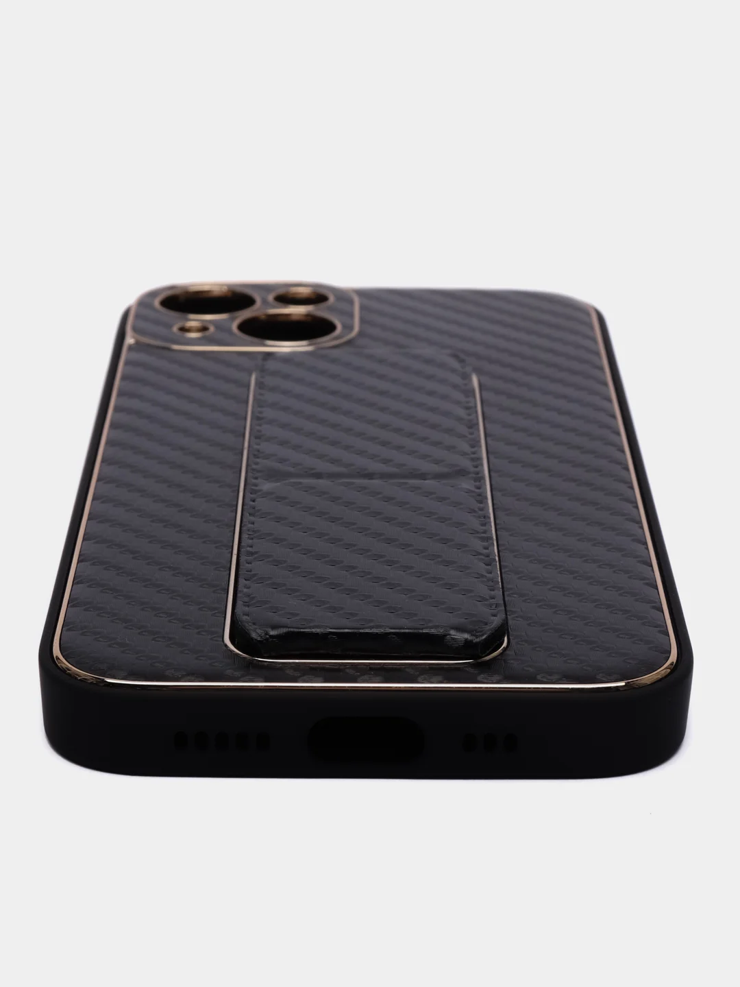 Черный чехол с магнитной подставкой-держателем на iPhone 12/Pro/Max, 13/Pro/Max, 14/Pro/Max/Plus