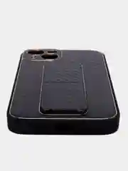 Черный чехол с магнитной подставкой-держателем на iPhone 12/Pro/Max, 13/Pro/Max, 14/Pro/Max/Plus