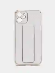 Белый чехол с магнитной подставкой-держателем на iPhone 12/Pro/Max, 13/Pro/Max, 14/Pro/Max/Plus