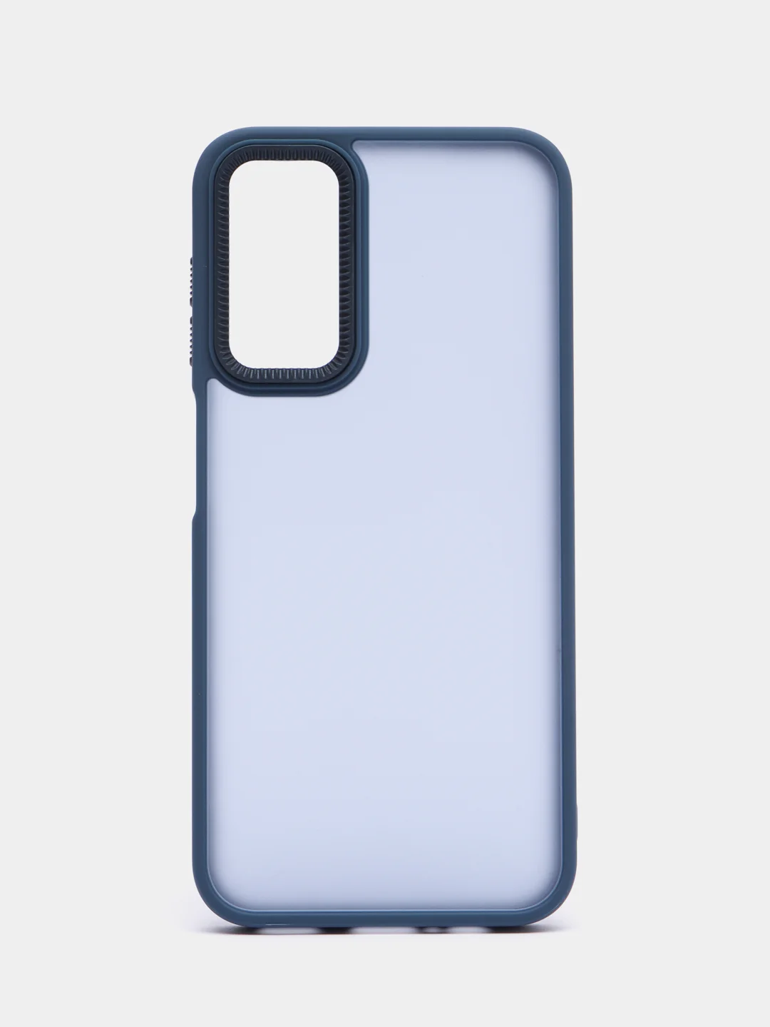 Темно-синий чехол матовый для Samsung Galaxy A14, пластиковый, полупрозрачный, с глянцевой рамкой