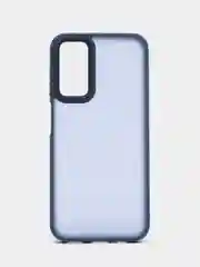 Темно-синий чехол матовый для Samsung Galaxy A14, пластиковый, полупрозрачный, с глянцевой рамкой
