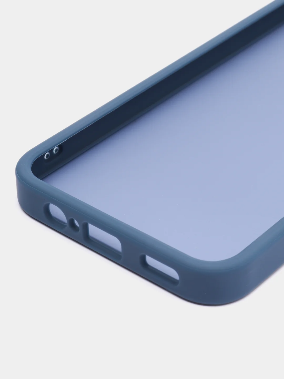 Темно-синий чехол матовый для Samsung Galaxy A14, пластиковый, полупрозрачный, с глянцевой рамкой