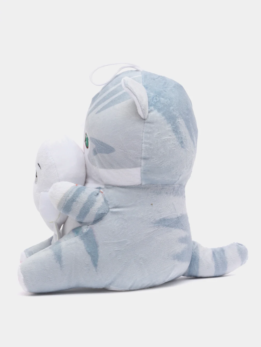 Серый мягкая игрушка "Кот акула", 20 см, кот, в руке акула, кит