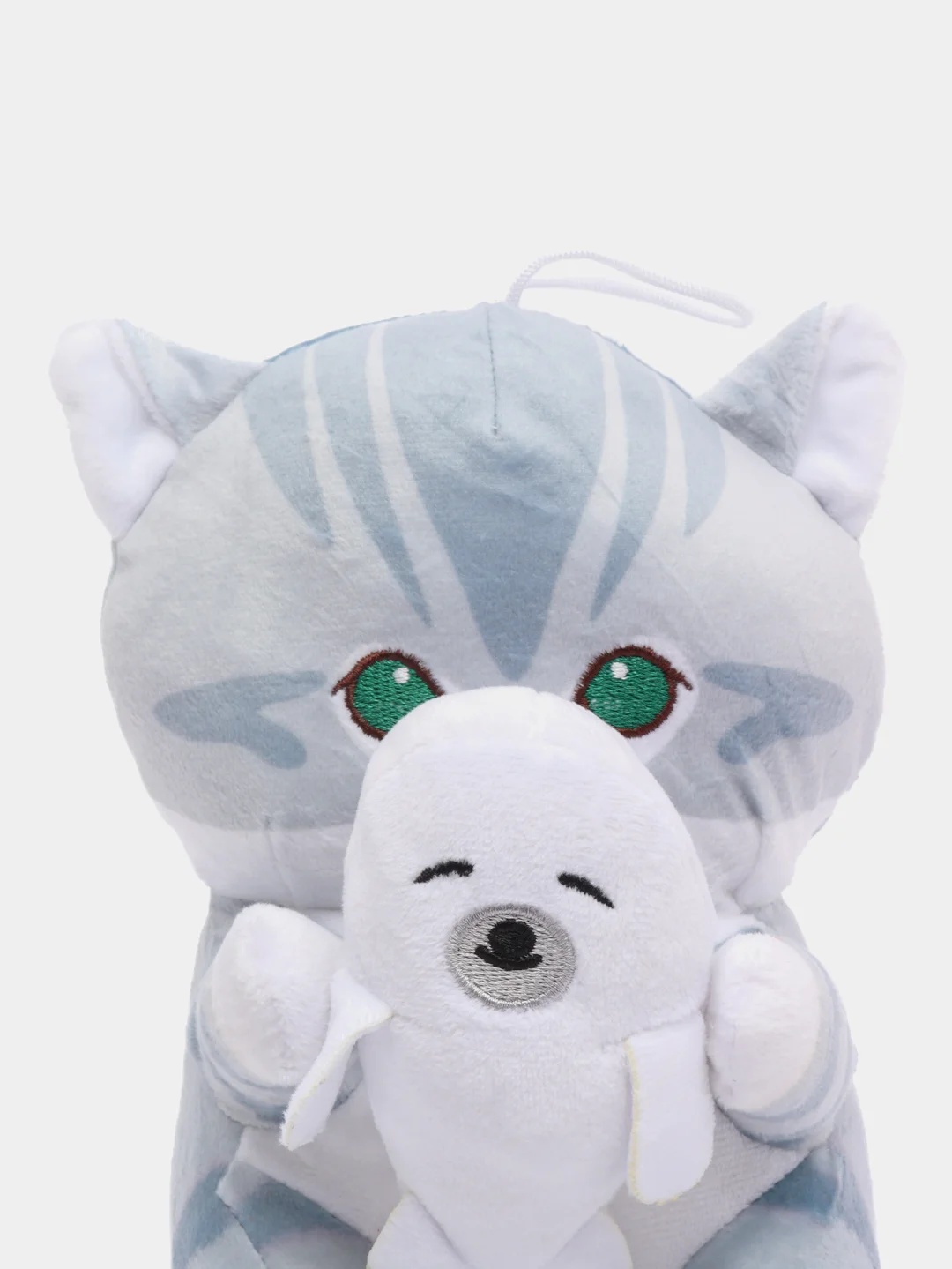 Серый мягкая игрушка "Кот акула", 20 см, кот, в руке акула, кит
