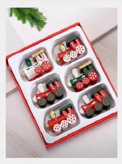 Новогодние игрушки, деревянный набор, подвесное украшение для рождественской елки