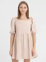 Светло-бежевый платье женское, с коротким рукавом