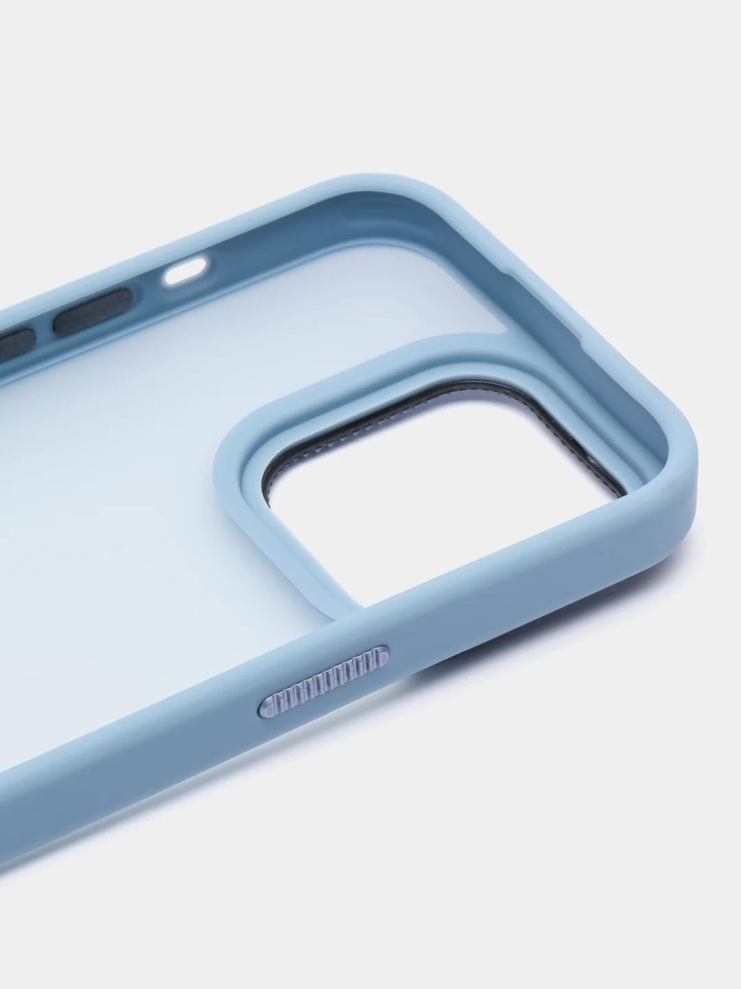 Небесно-голубой чехол матовый на iPhone 11, 14, 14 Pro, 14 Pro Max, 15 Pro, полупрозрачный, с глянцевой рамкой