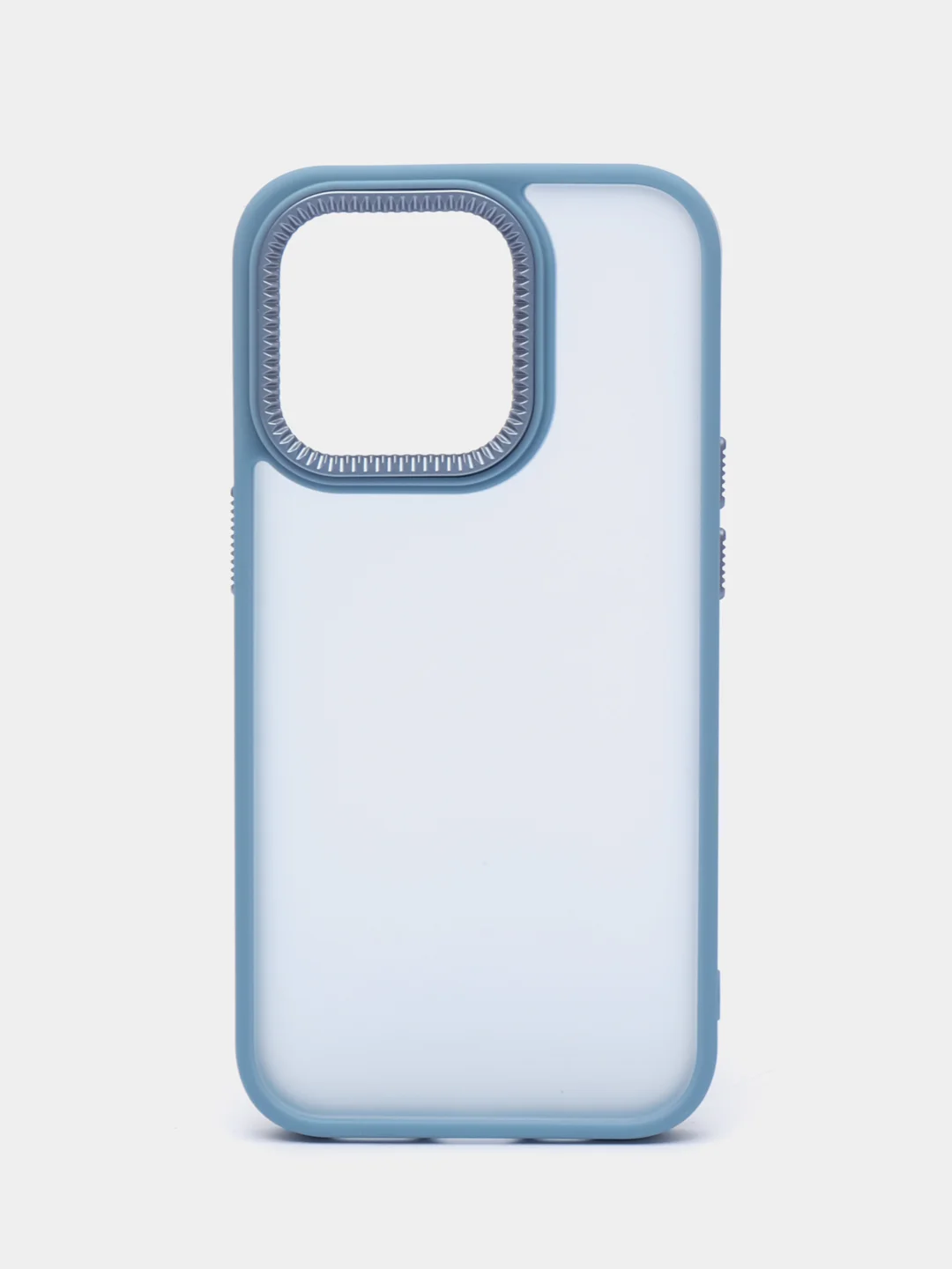 Небесно-голубой чехол матовый на iPhone 11, 14, 14 Pro, 14 Pro Max, 15 Pro, полупрозрачный, с глянцевой рамкой