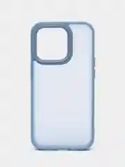 Небесно-голубой чехол матовый на iPhone 11, 14, 14 Pro, 14 Pro Max, 15 Pro, полупрозрачный, с глянцевой рамкой