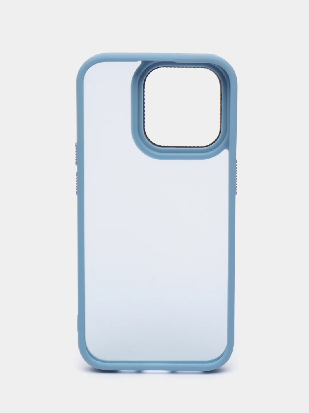 Небесно-голубой чехол матовый на iPhone 11, 14, 14 Pro, 14 Pro Max, 15 Pro, полупрозрачный, с глянцевой рамкой