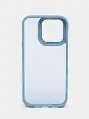 Небесно-голубой чехол матовый на iPhone 11, 14, 14 Pro, 14 Pro Max, 15 Pro, полупрозрачный, с глянцевой рамкой