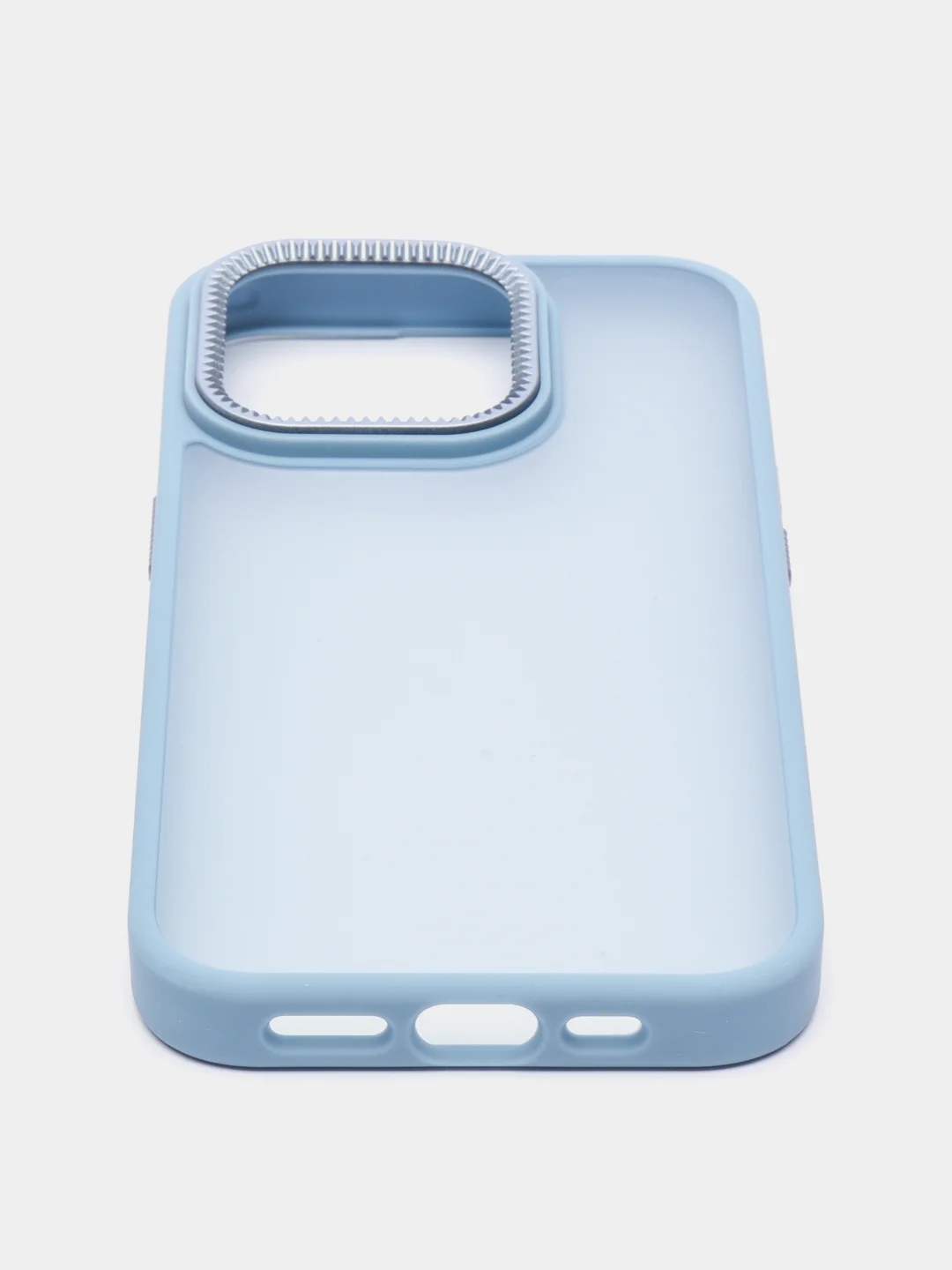 Небесно-голубой чехол матовый на iPhone 11, 14, 14 Pro, 14 Pro Max, 15 Pro, полупрозрачный, с глянцевой рамкой