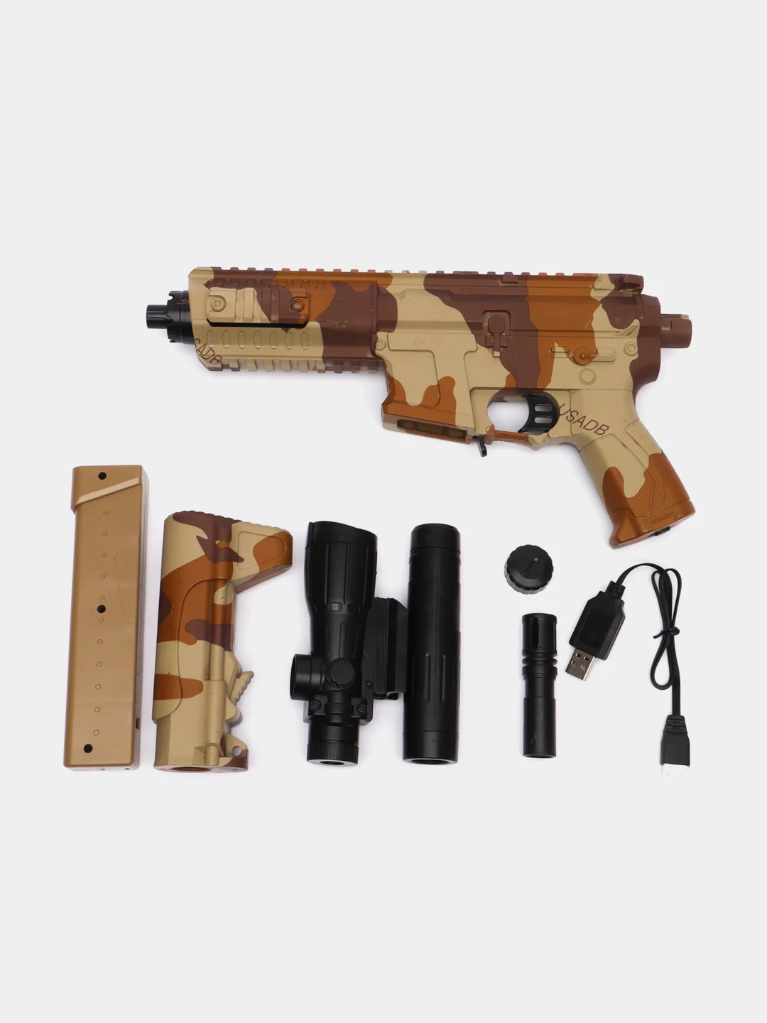 Коричневый автомат SUPER POWER MACHINE GUN, пневмотический, с электрическим приводом