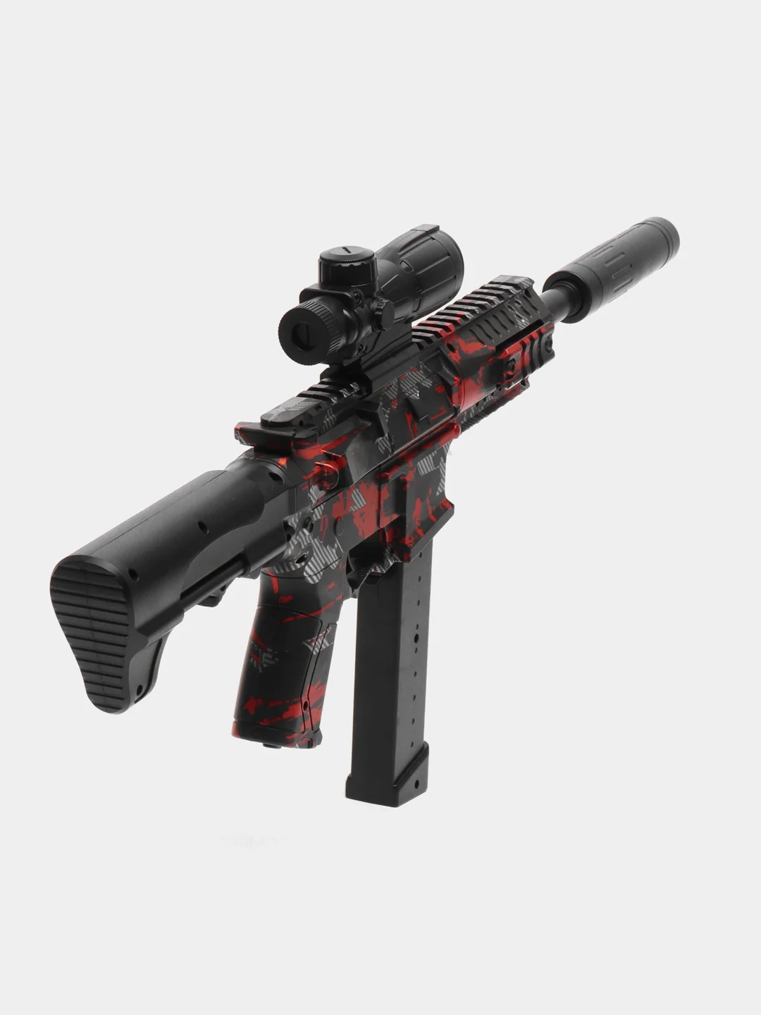 Красный автомат SUPER POWER MACHINE GUN, пневмотический, с электрическим приводом