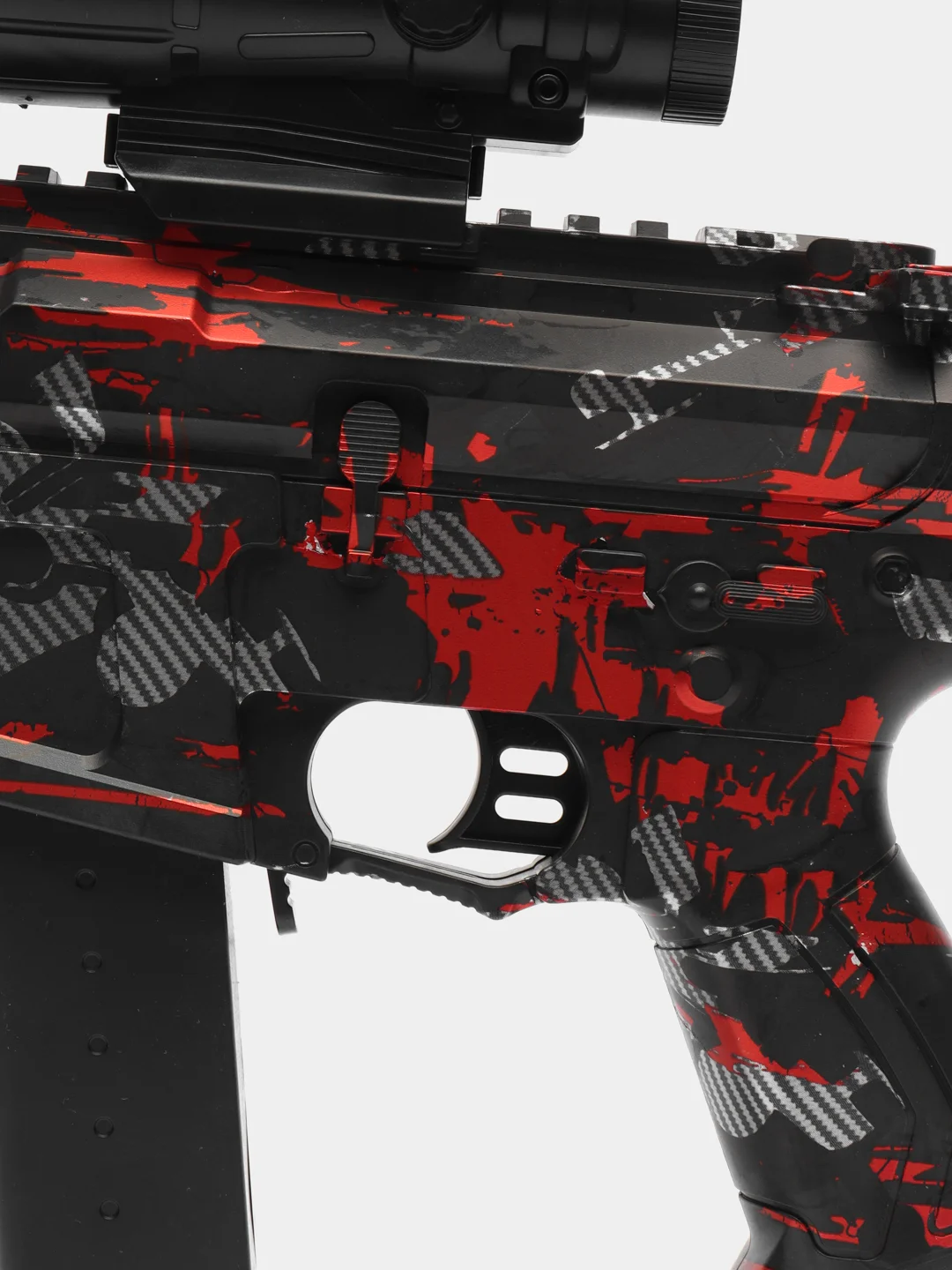 Красный автомат SUPER POWER MACHINE GUN, пневмотический, с электрическим приводом