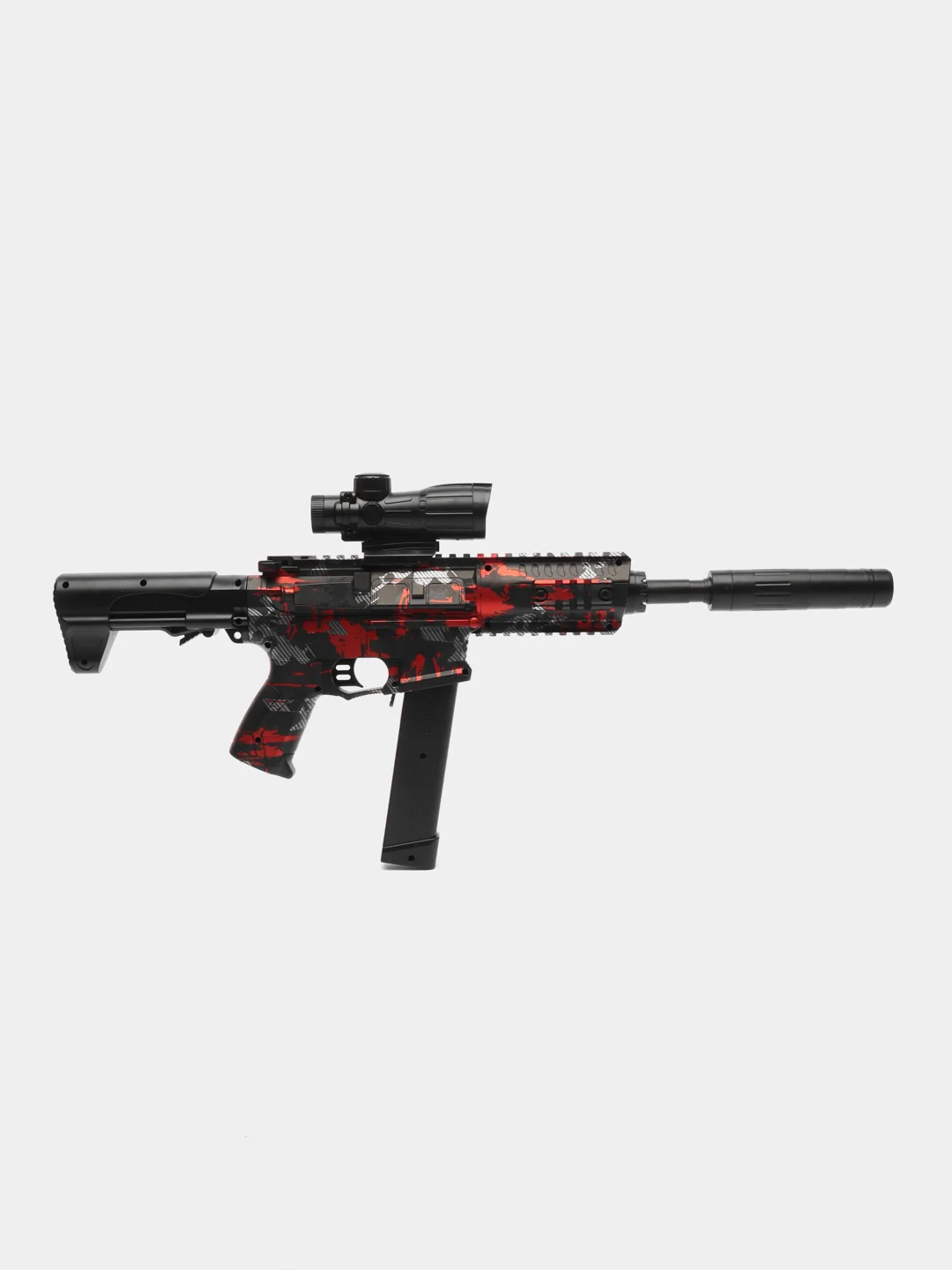 Красный автомат SUPER POWER MACHINE GUN, пневмотический, с электрическим приводом