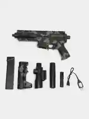 Тёмно-зелёный автомат SUPER POWER MACHINE GUN, пневмотический, с электрическим приводом