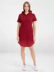 Бордовый платье женское домашнее с капюшоном,  хлопок
