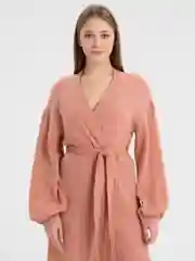 Карамельный женский халат из муслина