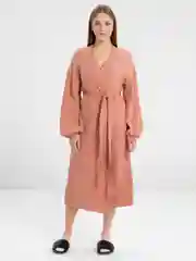 Карамельный женский халат из муслина