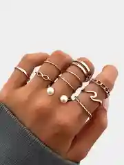 Серебряный набор колец из 9 штук