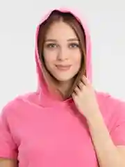 Розовый платье женское домашнее с капюшоном,  хлопок