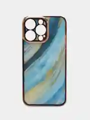 Лазурный чехол iPhone 13, 13 Pro, 13 Pro Max силиконовый с мраморным рисунком