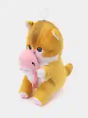 Желтый мягкая игрушка "Кот акула", 20 см, кот, в руке акула, кит