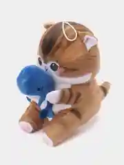 Желтый мягкая игрушка "Кот акула", 20 см, кот, в руке акула, кит