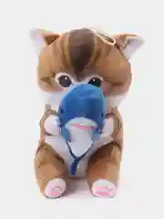 Коричневый мягкая игрушка "Кот акула", 20 см, кот, в руке акула, кит