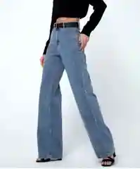 Светло-синий женские джинсы широкие wide leg трубы палаццо