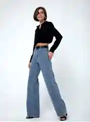 Светло-синий женские джинсы широкие wide leg трубы палаццо