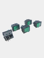 5 штук Переключатель клавишный с подсветкой 220в KCD4-301-C 4 контакта 25*31мм зеленый