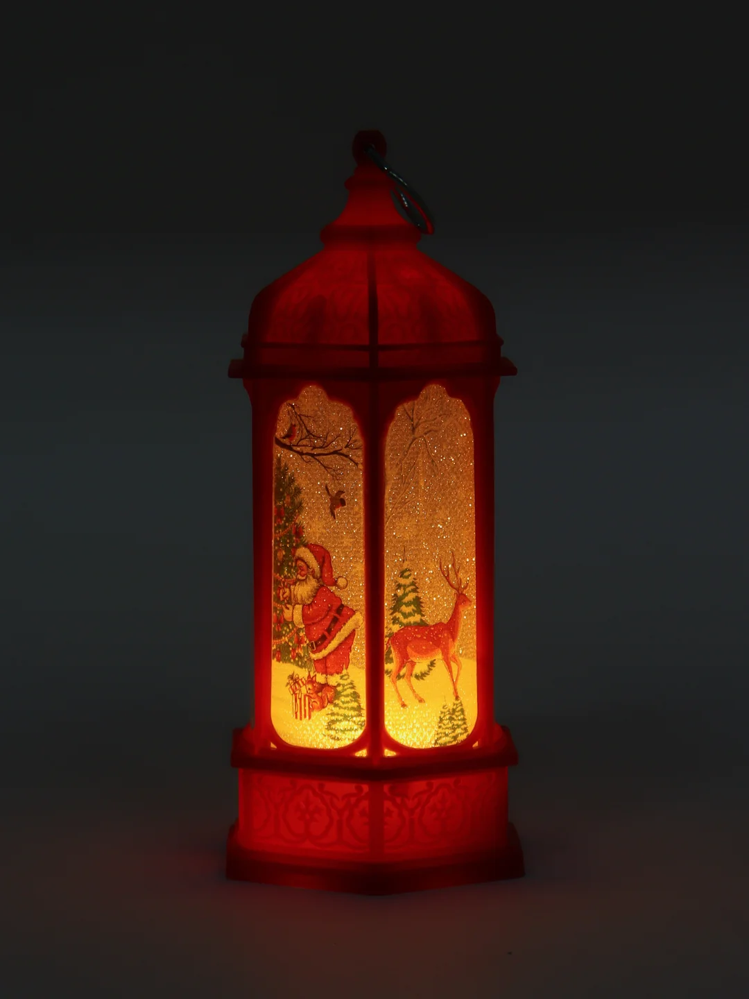 Алый новогодний Led светильник фонарик на елку, игрушка на елку со свечой внутри