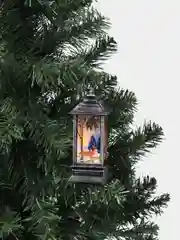 Серый металлик новогодний Led светильник фонарик на елку, игрушка на елку со свечой внутри