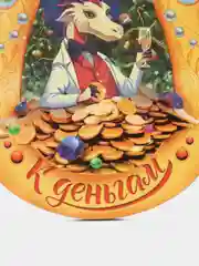 Магнит новогодний 2024, символ года, подкова удачи с драконом
