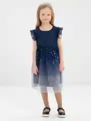 Платье детское, нарядное, праздничное, синее, c блестками