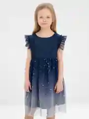 Платье детское, нарядное, праздничное, синее, c блестками