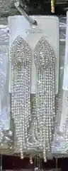 Белый серьги длинные со стразами, вечерние