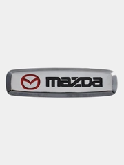 Комплект шильдиков металлических с эмблемой авто "MAZDA" и  4 винтовыми креплениями (Пара)