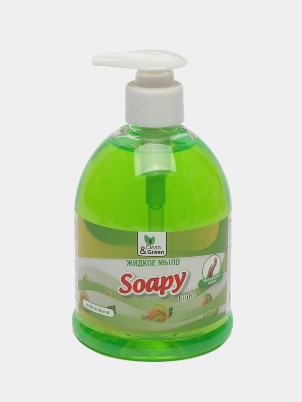 Жидкое мыло Soapy Light "Зеленая дыня", с дозатором, 500 мл, Clean&Green