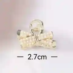 Кораллово-розовый металлический крабик для волос, со стразами и жемчугом