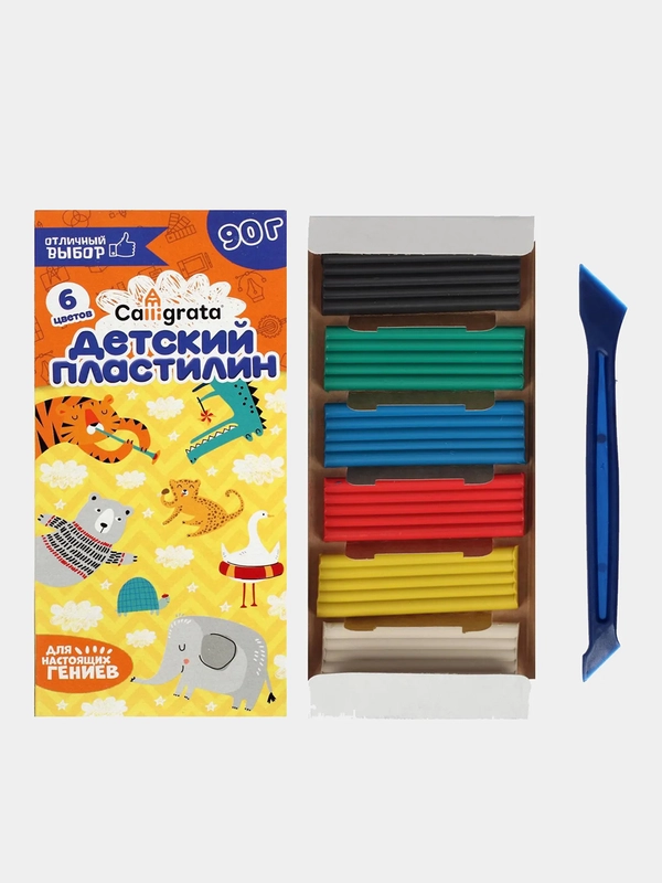 Пластилин Calligrata со стеком, 6 цветов 90 г