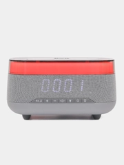 Цифровой будильник, с беспроводной зарядкой, светодиодный ночник, Bluetooth, динамик